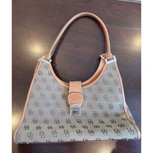 VTG Dooney & Bourke Signature Crescent Hobo Purse Bag